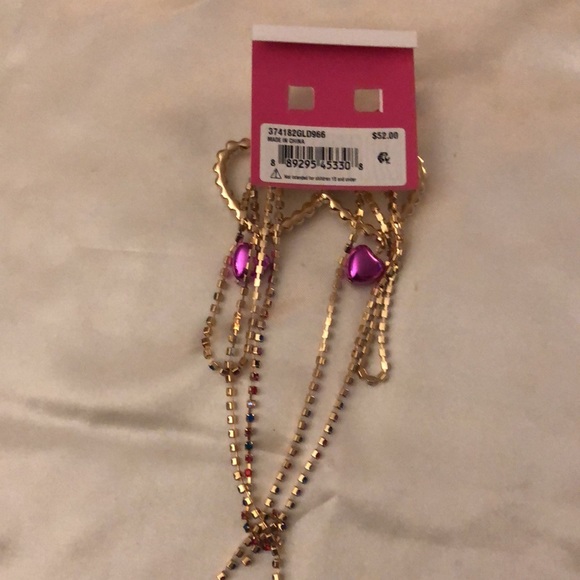 Betsey Johnson Faux Pearl Open Frame Heart Chandelier Earrings With Fringe NWT - Picture 12 of 12